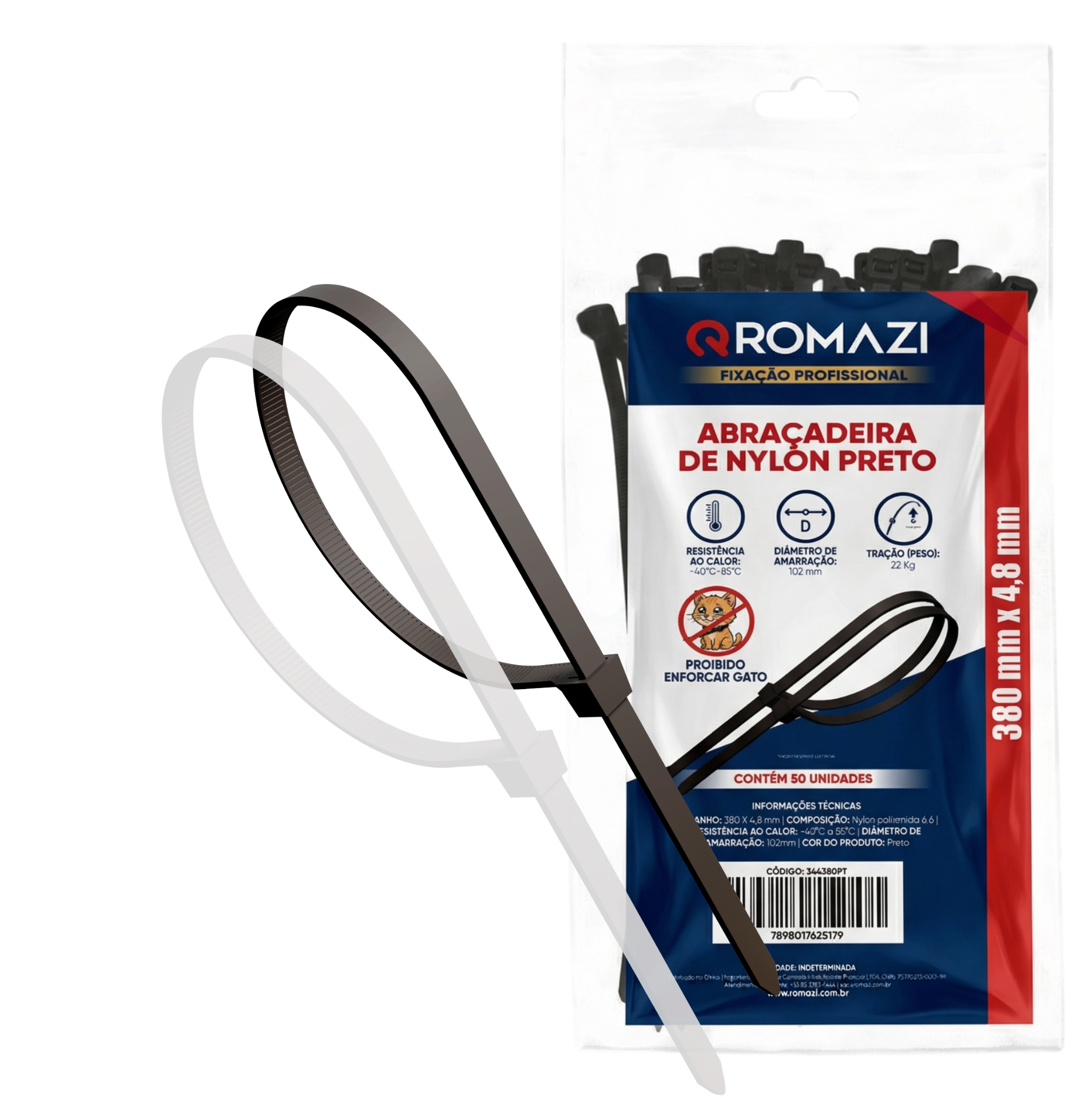 Abraçadeiras de Nylon Romazi - Branco e Preto